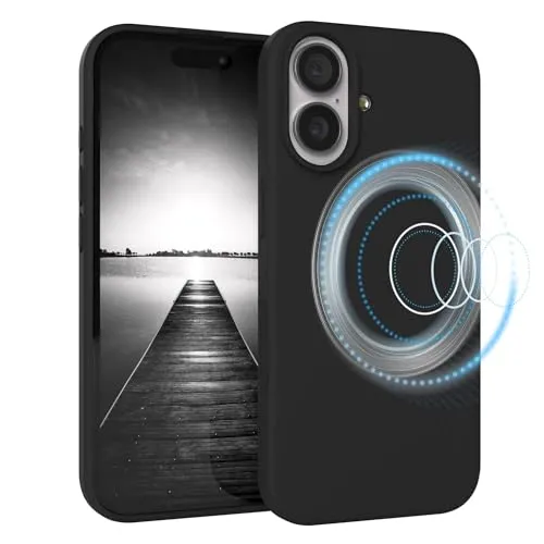 EAZY CASE Magnetische Silikon Hülle für iPhone 17 - MagSafe-kompatibel, Premium-Liquid-Silikon, Stoßfest, Kameraschutz, Mikrofaser-Innenfutter, Slim Cover Handyhülle Bumper - Schwarz 0