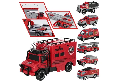 Sarcia.eu Feuerwehrwagen-Transporter mit Licht und Sound