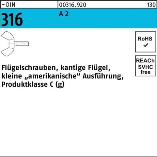 10er PACK(Stk) 000316920000080030 Flügelschraube DIN 316 M 8 x 30 A 2 kleine Au