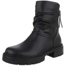 Ital-Design Modische Stiefeletten mit geschopftem Schaft für Damen Stiefelette (90109787) Blockabsatz Stiefeletten in Schwarz schwarz 39 EU