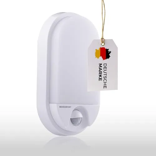 Maxkomfort LED Außenwandleuchten mit Bewegungsmelder Wandleuchte Wandlampe Flurleuchte Fluter 15W Weiß Modern IP54 BEAM-WH