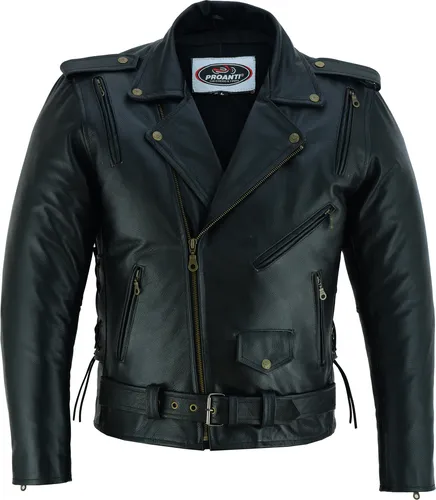 PROANTI Leder Motorradjacke - Hochwertige Biker Jacke für Sicherheit und Stil - Schutzjacke aus bestem Rindsleder mit herausnehmbaren CE Protektoren, YKK-Reißverschlüssen und zahlreichen Taschen für optimalen Komfort und Sicherheit.