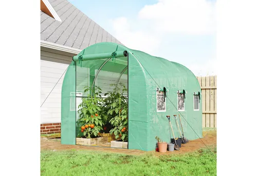 Outsunny Foliengewächshaus 3 x 2 x 2 m mit Rolltüren und Netzfenstern