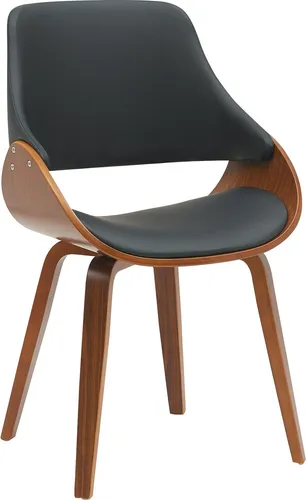 Deluke Esszimmerstuhl Schwarz mit Lederbezug, 52x86x54 cm