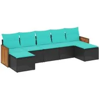 vidaXL 7-teiliges Gartensofa-Set Schwarz mit Kissen - Stylisches und modulares Gartensofa-Set aus langlebigem Polyrattan, ideal für Garten und Terrasse. Bequeme Kissen mit abnehmbaren Bezügen sorgen für höchsten Komfort beim Entspannen.