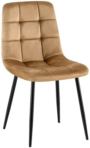 CLP Esszimmerstuhl Antibes gepolstert, Samtbezug und schwarzes Metallgestell, bis 150 kg belastbar, Farbe: Taupe - Hochwertiger gepolsterter Esszimmerstuhl mit modernem Samtbezug. Ideal für lange Sitzzeiten in Küche oder Esszimmer. Robustes Metallgestell sorgt für Stabilität und Sicherheit auf jedem Boden. Elegantes Design für stilvolle Akzente.