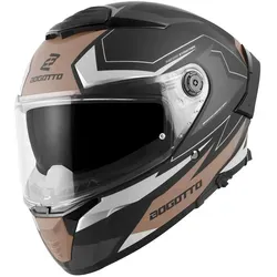 Bogotto FF118 Vilial Helm, schwarz matt/braun, M - Motorradhelm mit integriertem Sonnenvisier, optimierter Aerodynamik und gutem Belüftungssystem für angenehmes Fahren.