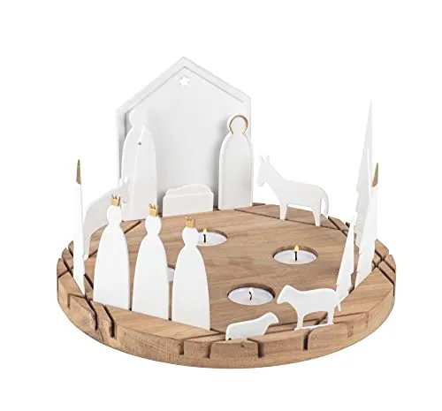 Räder Lichtobjekt rund Krippe D.30cm, H.16cm – 16 Teile - Elegantes Porzellan-Lichtobjekt für festliche Akzente. Ideal als Tischdekoration oder besonderes Geschenk zur Weihnachtszeit. Schafft eine stimmungsvolle Atmosphäre und vereint Licht und Design.