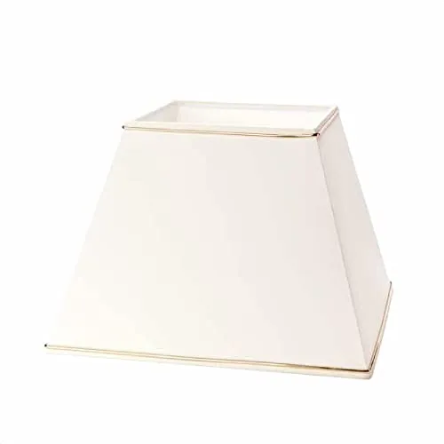 Hochwertiger Lampenschirm Stoffschirm creme mit Goldkante eckig 30cm