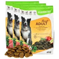 Lecker.Pet Luna s Adult Strauß mit Kartoffel - 12 kg Trockenfutter, getreidefrei und ideal für ernährungssensible Hunde