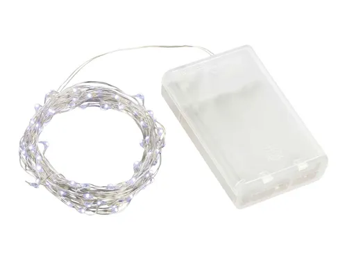 Linder Exclusiv GmbH LED-Lichterkette, Batterie 4,95m 100 Micro LEDs kaltweiß Draht silber