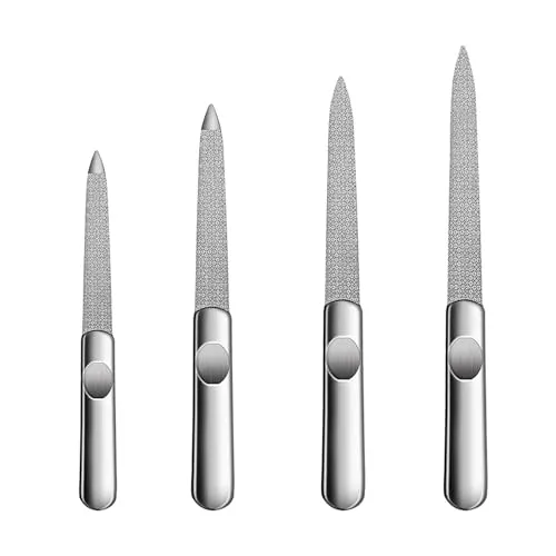 Xynovate Saphir Nagelfeile 4 Set, Profi-Nagelfeilen, Nagelfeilen Nail File für Maniküre und Pediküre, Beidseitig Geschliffen und Abwaschbar
