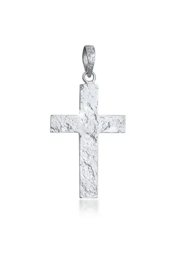 Kuzzoi Silber Kreuz Anhänger für Ketten aus 925er Sterling Silber - Hochwertiger Kreuzanhänger aus massivem 925er Sterling Silber, handgefertigt im Hammerschlag Design. Ideal für Biker und modebewusste Männer, perfekt kombinierbar mit verschiedenen Ketten.
