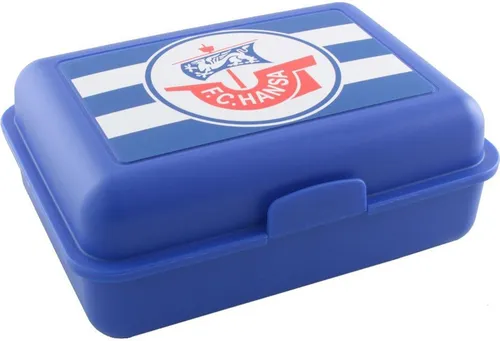 Hansa Rostock Brotdose mit Trenner Fußball Blau/Weiß - Praktische Brotdose mit Trenner für eine optimale Aufbewahrung von Snacks. Ideal für Fans und für den täglichen Einsatz in Schule oder Freizeit.