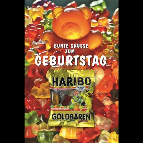 Geburtstag - Glückwunschkarte im Format 11,5 x 17 cm mit Umschlag - Gummibären -