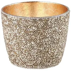 Madras Windlicht M Perlen silber