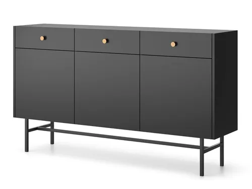 Beautysofa Kommode Dalia mit 3 Türen & 3 Schubladen - Moderne Kommode in elegantem Schwarz, ideal für Ihr Wohnzimmer. Mit großzügigem Stauraum und einer Breite von 155 cm sorgt sie für Ordnung und Stil.