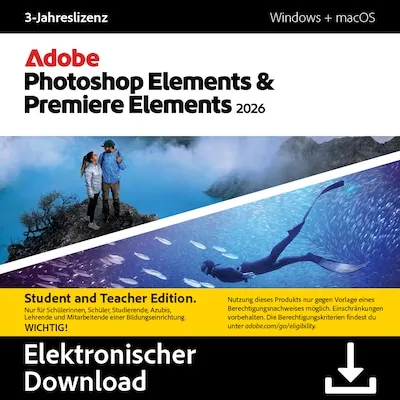 Produktbild Adobe Photoshop & Premiere Elements 2026 | Lehrer & Studenten | Download-Code