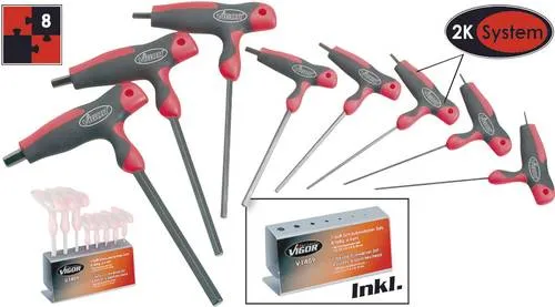 Vigor Werkstatt Schraubendreher-Set 8teilig Innen-Sechskant - Schraubendreher-Set mit 8 Innen-Sechskant Werkzeugen, ideal für präzise Arbeiten in der Werkstatt und hohe Langlebigkeit.