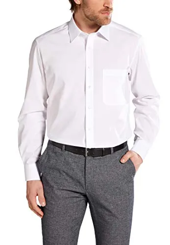 ETERNA Langarm Hemd COMFORT FIT Weiß - Bügelfrei und Antismell - Herrenhemden: Eterna Comfort Fit Hemd aus 100% bügelfreier Schweizer Baumwolle mit Antismell Veredelung, ideal für den ganzen Tag im Büro.