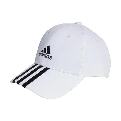 adidas Unisex 3-Stripes Cotton Twill Baseball Cap, White/Black, M