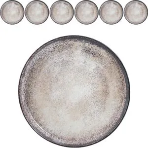 Moritz & Moritz Dessertteller VIDA - Beige Dessert Teller Set für 6 Personen - Hochwertiges Porzellan Dessertteller Set in stilvollem Farbverlauf, spülmaschinen- und mikrowellengeeignet, ideal für besondere Anlässe oder den täglichen Gebrauch.