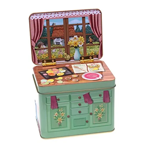 POWERHAUS24 Retro Blechdose Küchenblock mit Ostergebäck, Geschenk zu Ostern, Aufbewahrung, Deko, Spielzeug, lebensmittelecht, ca. 14 cm x 10,5 cm, 2 Rezepte inklusive