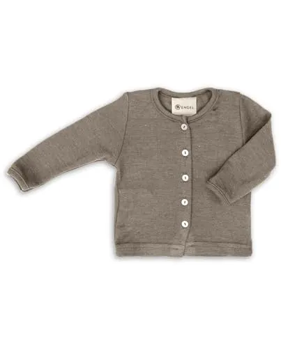 Engel Naturkleidung Cardigan - Baby-Cardigan aus 70% Bio-Merinoschurwolle und 30% Seide, sorgt für ein optimales Hautklima und ist ideal für die Babyausstattung. Mit edler Perlmuttknopfleiste für einfaches An- und Ausziehen.