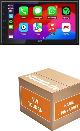Autoradio Einbaupaket JVC KW-M695DBW passend für VW Touran II + eCall | CarPlay Wireless Android Auto Wireless