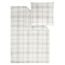 s.Oliver Mako Satin Bettwäsche 135x200 cm - 100% Baumwolle - Bettwäsche-Sets aus 100% Baumwolle, weich und anschmiegsam, mit praktischem Reißverschluss und waschbar bei 60°C. Modernes Karo- und Streifenmuster in Weiß-Grün für das ganze Jahr.