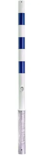 UvV Absperrpfosten 900mm Überflur Stahlrohr ø 60x2,5mm ohne Ösen, herausnehmbar, feuerverzinkt, mit Dreikantverschluss (mit blauer Folie)