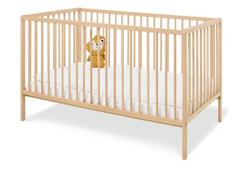 Pinolino Gitterbett Hanna, höhenverstellbar - Vollmassives Buche-Gitterbett, 75x85x144 cm, mit höhenverstellbarem Lattenrost und Schlupfsprossen für flexible Nutzung im Babyzimmer.