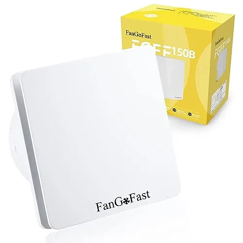 FanGoFast Badlüfter 150mm, Badezimmer Abluftventilator Leiser mit Rücklaufklappe, Weiß Wandventilator Fensterventilator für Küche Bad Gewächshaus Garage