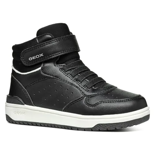 Geox Jungen J Washiba Boy B Sneaker – Schwarz, 30 EU - Sneaker für Jungen mit atmungsaktivem Design, leicht anziehbar durch Einzelklettverschluss und elastische Schnürsenkel, inklusive herausnehmbarer Innensohle.