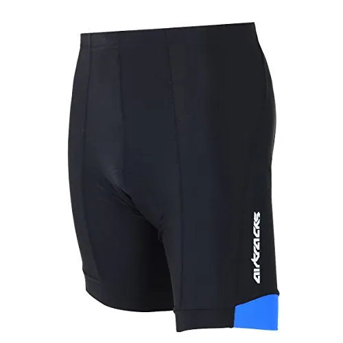 Airtracks Herren Fahrradhose Kurz Radhose Team Kurze MTB Radlerhose Mountainbike 3D Coolmax Gepolstert Atmungsaktiv Reflektoren S M L XL XXL XXXL XXXXL - schwarz-blau - XXL