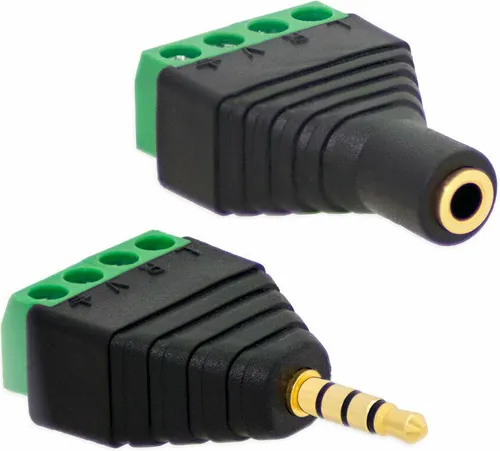 Klinken Buchsen + Stecker 3,5mm Adapter > Terminalblock 4 Pin Schraub Klemme Set[1x Stecker + 1x Buchse]