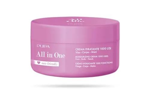 Pupa All In One 1000 Uses Moisturizing Cream 350 g - Gesichtscreme für Frauen, feuchtigkeitsspendend und vielseitig einsetzbar für Gesicht, Körper und Hände – ein luxuriöses Pflegeerlebnis aus Italien.
