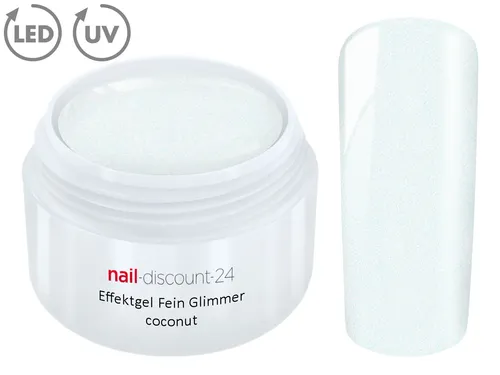 UV LED Effekt Gel Fein Glimmer COCONUT Farb Color Feiner Glitzer Glitter Weiß