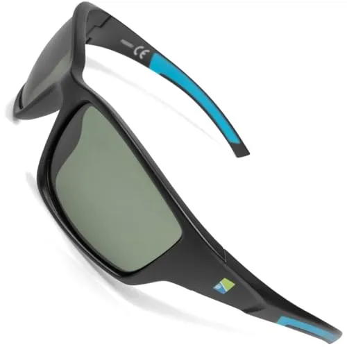 Preston Floater Pro Polarised Sunglasses mit grünen Gläsern - Sportbrillen für Angler, leichtes, schwimmendes Gestell und polarisierende Gläser für optimale Sicht unter Wasser.