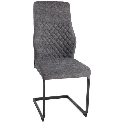 Freischwinger Esszimmerstuhl - dunkelgrau-schwarz in Lederoptik - Stühle für Erwachsene mit gepolstertem Sitz und hohem Rücken, ideal für stilvolle Essbereiche. Rautensteppung und robustes Metallgestell sorgen für Komfort und Langlebigkeit.