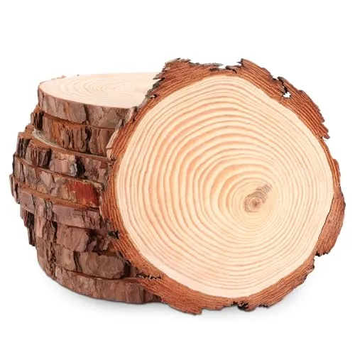 Produktbild ASelected 8 Stück Holzscheiben 16-17CM Baumscheiben Holzscheiben zum Basteln Holz Log Scheiben 1.5 CM Dick für DIY Basteln Hochzeit Mittelstücke Weihnachten Dekoration Holzscheibe.n