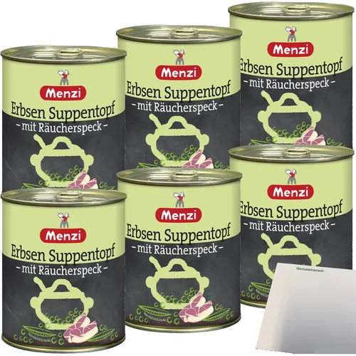 Menzi Erbsen Suppentopf mit Räucherspeck 6er Pack 6x800ml Dose usy Block