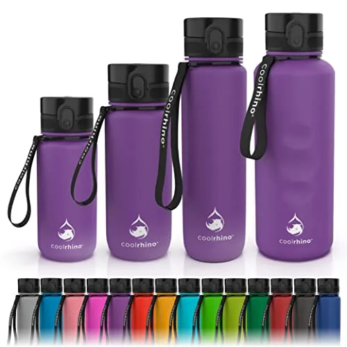 coolrhino Trinkflasche 650ml für Sport, Outdoor, Schule, Fitness & Kinder - Wasserflasche auslaufsicher und Bpa frei - Flasche für Kohlensäure geeignet (rhino lila, 650ml)