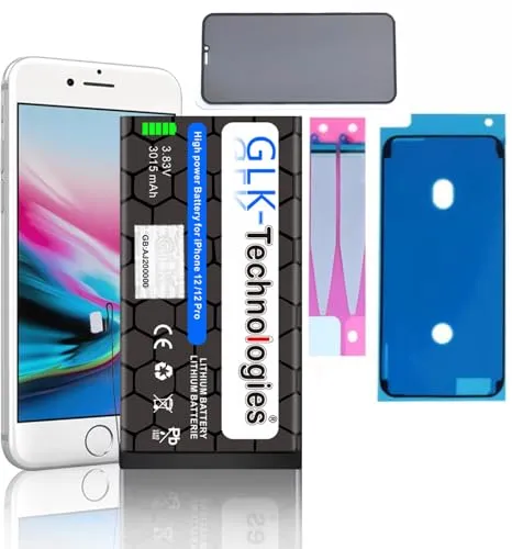 High Power Ersatzakku für iPhone 12 Pro - 3015mAh - Hochwertiger 3015mAh Ersatzakku für iPhone 12 Pro. Ideal für den Austausch, inklusive Klebebandsätzen und GRATIS Schutzfolien. Zertifizierte Qualität für zuverlässige Leistung!