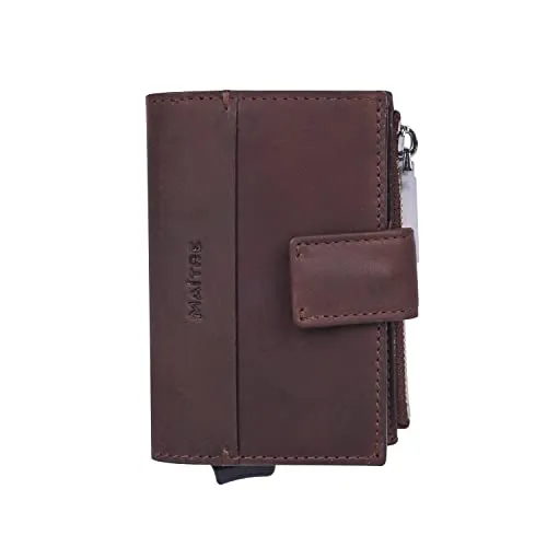 Maître Kreditkartenetui Birkenfeld E-Cage SV8 cognac - Elegantes Portemonnaie aus hochwertigem Leder mit Druckknopfverschluss, Münzfach und Platz für bis zu 6 Karten – perfekt für stilbewusste Menschen.