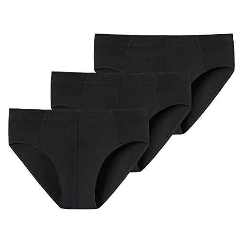 Schiesser Herren 95/5 Organic Cotton Slip Essential mit weichem Bündchen (3er Pack), schwarz, XL