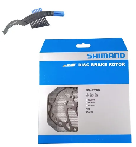 maxxi4you Scheibenbremse Shimano Fahrrad Bremsscheibe SM-RT66 180mm in Silber inkl Kettenbürste
