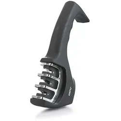 Gefu Messerschärfer COLT - Schwarz - Küchenzubehör & Helfer - Schärfen Sie Ihre Messer in 3 Schritten mit sicherem Halt dank Anti-Rutsch-Gummierung und ergonomischem Griff.
