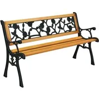 COSTWAY Wetterfeste Gartenbank, 2-Sitzer aus Holz und Gussmetall - Gartenbänke für 3 Personen, robust und elegant, ideal für entspannte Stunden im Freien mit ergonomischen Armlehnen und geschwungener Sitzfläche.