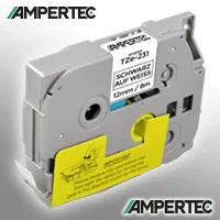 Ampertec P-Touch Band kompatibel zu TZe-231 schwarz auf weiß 12mm / 8m laminiert TZ231AM